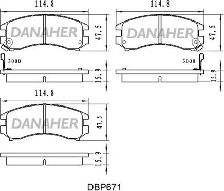 Danaher DBP671 - Гальмівні колодки, дискові гальма autocars.com.ua