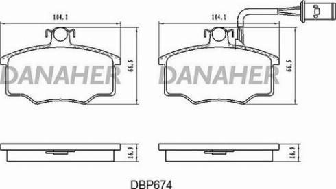 Danaher DBP674 - Гальмівні колодки, дискові гальма autocars.com.ua