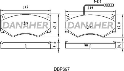 Danaher DBP697 - Гальмівні колодки, дискові гальма autocars.com.ua