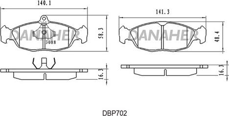 Danaher DBP702 - Тормозные колодки, дисковые, комплект autodnr.net