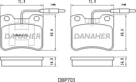 Danaher DBP703 - Гальмівні колодки, дискові гальма autocars.com.ua