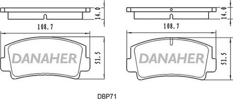 Danaher DBP71 - Тормозные колодки, дисковые, комплект autodnr.net