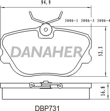 Danaher DBP731 - Гальмівні колодки, дискові гальма autocars.com.ua