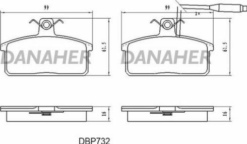 Danaher DBP732 - Гальмівні колодки, дискові гальма autocars.com.ua