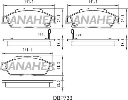 Danaher DBP733 - Гальмівні колодки, дискові гальма autocars.com.ua
