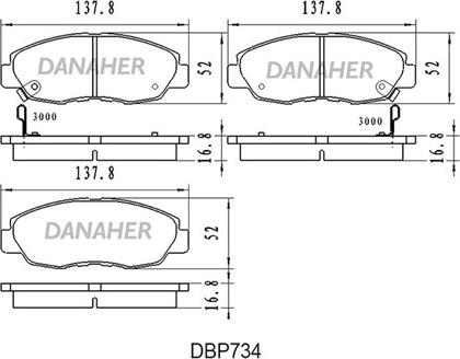 Danaher DBP734 - Гальмівні колодки, дискові гальма autocars.com.ua