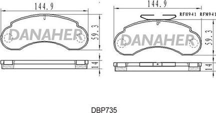 Danaher DBP735 - Гальмівні колодки, дискові гальма autocars.com.ua