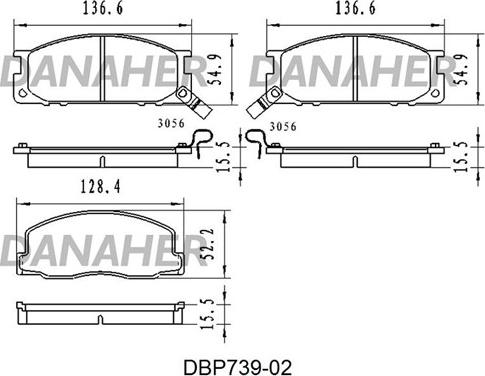 Danaher DBP739-02 - Гальмівні колодки, дискові гальма autocars.com.ua