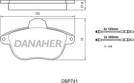 Danaher DBP74/1 - Гальмівні колодки, дискові гальма autocars.com.ua