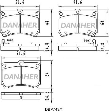 Danaher DBP743/1 - Тормозные колодки, дисковые, комплект autodnr.net