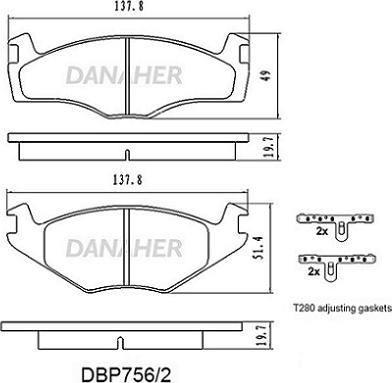 Danaher DBP756/2 - Гальмівні колодки, дискові гальма autocars.com.ua