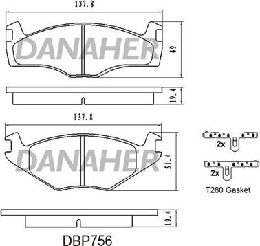 Danaher DBP756 - Гальмівні колодки, дискові гальма autocars.com.ua