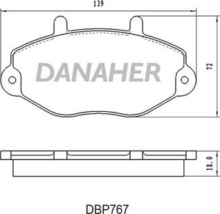 Danaher DBP767 - Гальмівні колодки, дискові гальма autocars.com.ua