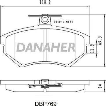 Danaher DBP769 - Гальмівні колодки, дискові гальма autocars.com.ua