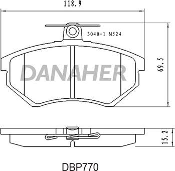 Danaher DBP770 - Гальмівні колодки, дискові гальма autocars.com.ua