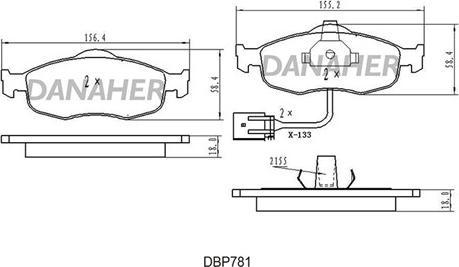 Danaher DBP78/1 - Гальмівні колодки, дискові гальма autocars.com.ua