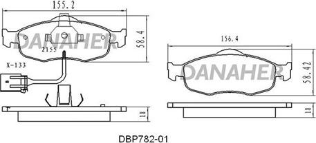 Danaher DBP782-01 - Гальмівні колодки, дискові гальма autocars.com.ua