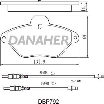 Danaher DBP792 - Гальмівні колодки, дискові гальма autocars.com.ua