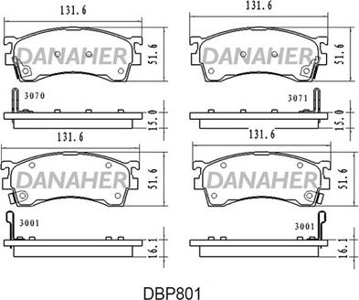 Danaher DBP801 - Гальмівні колодки, дискові гальма autocars.com.ua