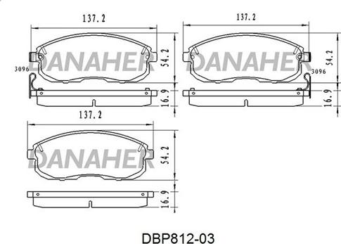 Danaher DBP812-03 - Гальмівні колодки, дискові гальма autocars.com.ua