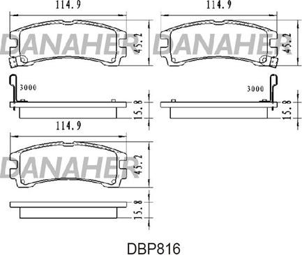 Danaher DBP816 - Тормозные колодки, дисковые, комплект autodnr.net