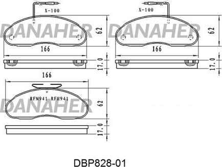 Danaher DBP828-01 - Тормозные колодки, дисковые, комплект autodnr.net