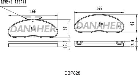 Danaher DBP828 - Гальмівні колодки, дискові гальма autocars.com.ua