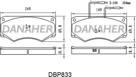Danaher DBP833 - Тормозные колодки, дисковые, комплект autodnr.net