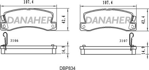 Danaher DBP834 - Гальмівні колодки, дискові гальма autocars.com.ua