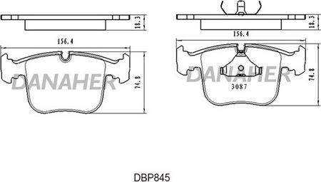 Danaher DBP845 - Гальмівні колодки, дискові гальма autocars.com.ua