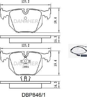 Danaher DBP846/1 - Гальмівні колодки, дискові гальма autocars.com.ua