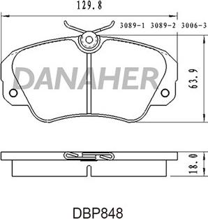 Danaher DBP848 - Гальмівні колодки, дискові гальма autocars.com.ua