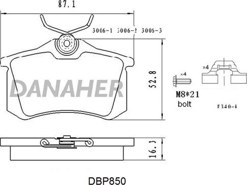 Danaher DBP850 - Гальмівні колодки, дискові гальма autocars.com.ua