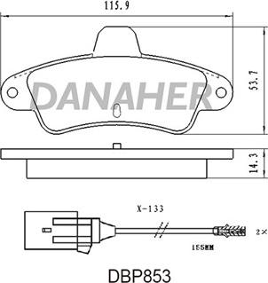 Danaher DBP853 - Гальмівні колодки, дискові гальма autocars.com.ua