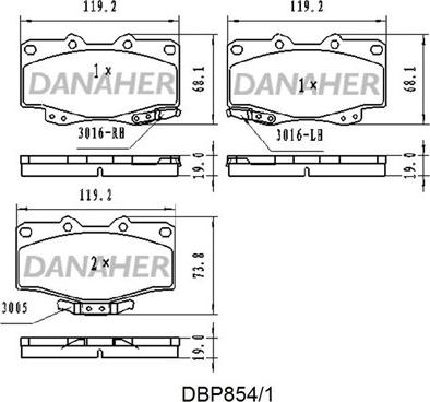 Danaher DBP854/1 - Гальмівні колодки, дискові гальма autocars.com.ua