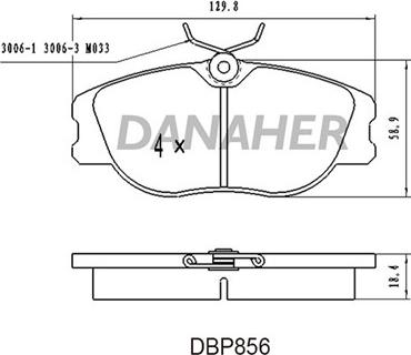 Danaher DBP856 - Гальмівні колодки, дискові гальма autocars.com.ua