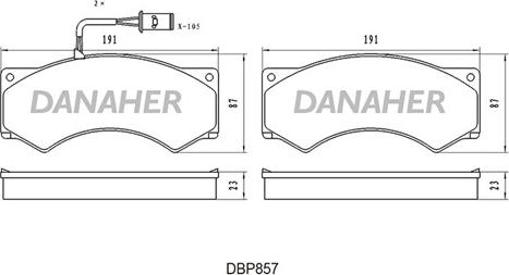 Danaher DBP857 - Гальмівні колодки, дискові гальма autocars.com.ua