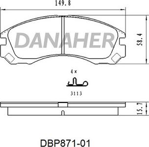 Danaher DBP871-01 - Гальмівні колодки, дискові гальма autocars.com.ua
