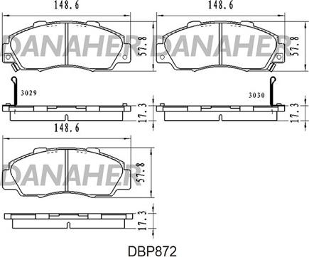 Danaher DBP872 - Гальмівні колодки, дискові гальма autocars.com.ua