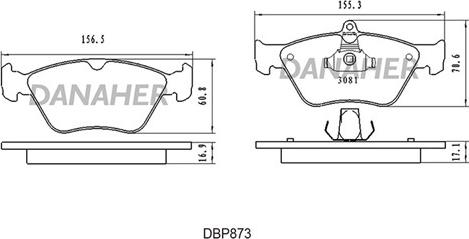 Danaher DBP873 - Гальмівні колодки, дискові гальма autocars.com.ua
