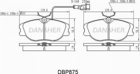 Danaher DBP875 - Гальмівні колодки, дискові гальма autocars.com.ua