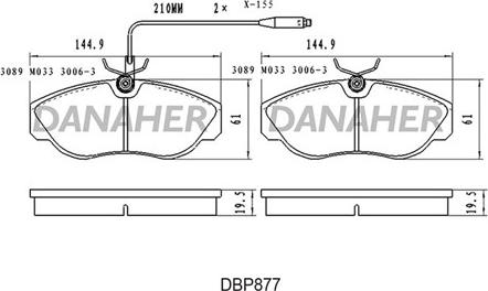 Danaher DBP877 - Гальмівні колодки, дискові гальма autocars.com.ua