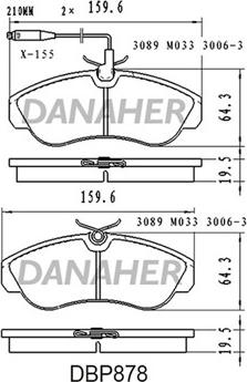 Danaher DBP878 - Гальмівні колодки, дискові гальма autocars.com.ua