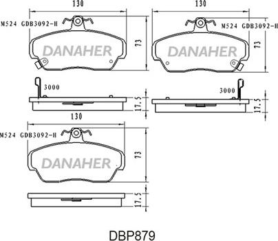 Danaher DBP879 - Тормозные колодки, дисковые, комплект autodnr.net