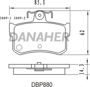 Danaher DBP880 - Гальмівні колодки, дискові гальма autocars.com.ua