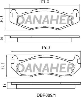 Danaher DBP889/1 - Гальмівні колодки, дискові гальма autocars.com.ua