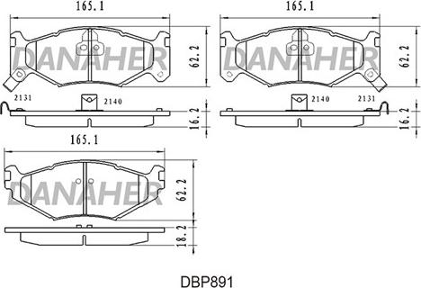 Danaher DBP891 - Гальмівні колодки, дискові гальма autocars.com.ua