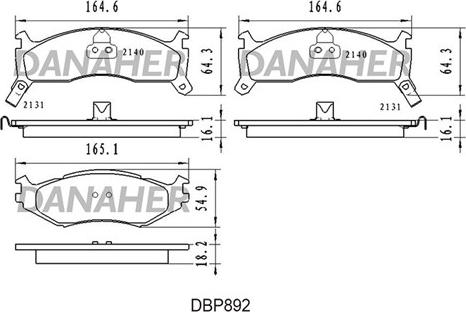 Danaher DBP892 - Гальмівні колодки, дискові гальма autocars.com.ua