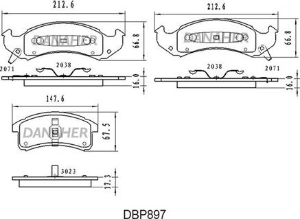 Danaher DBP897 - Гальмівні колодки, дискові гальма autocars.com.ua
