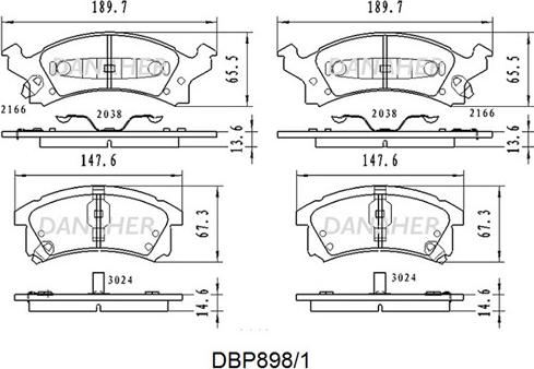 Danaher DBP898/1 - Гальмівні колодки, дискові гальма autocars.com.ua